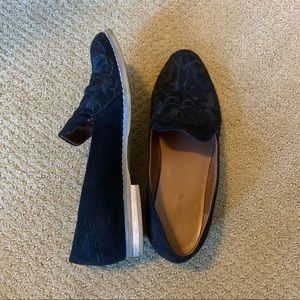 Black Embroidered Mules